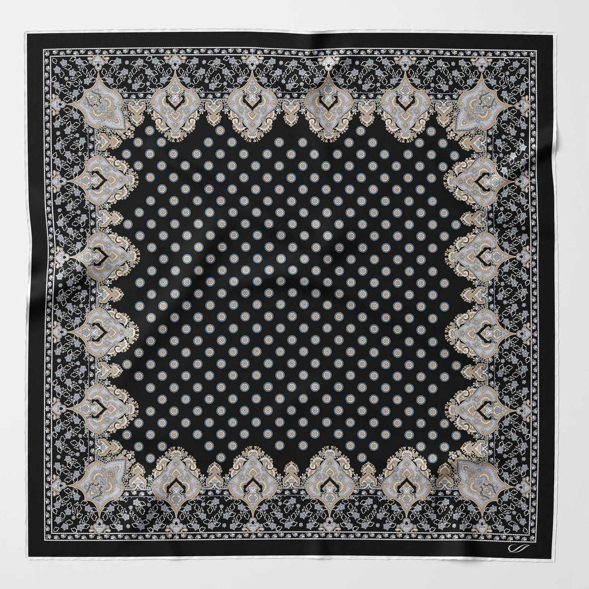 Black Hand-rolled Italian Silk Neckerchief