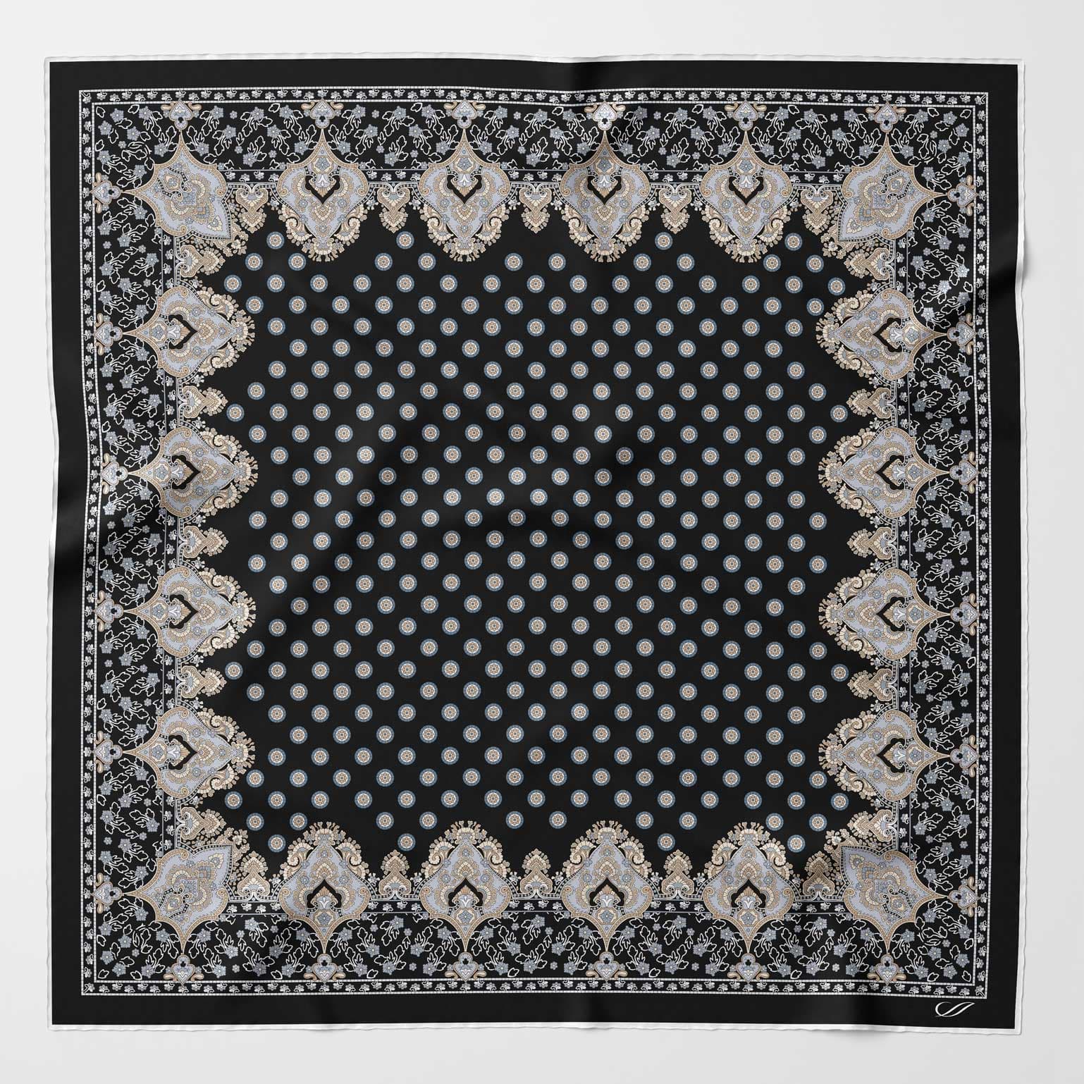 Black Hand-rolled Italian Silk Neckerchief