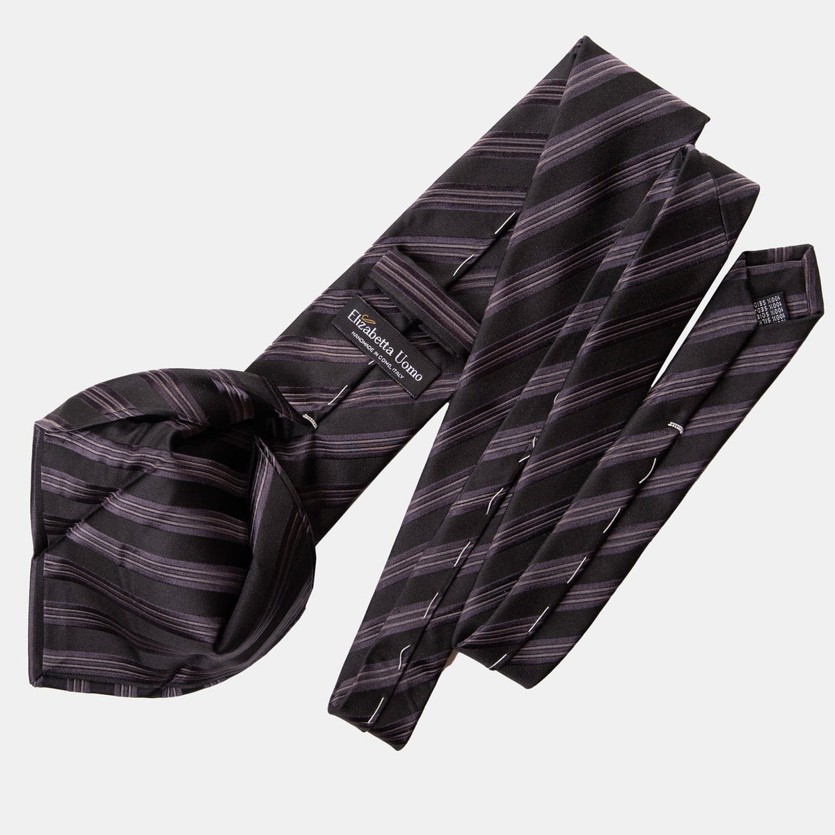 Handmade Italian Silk Tie - Black Stripes