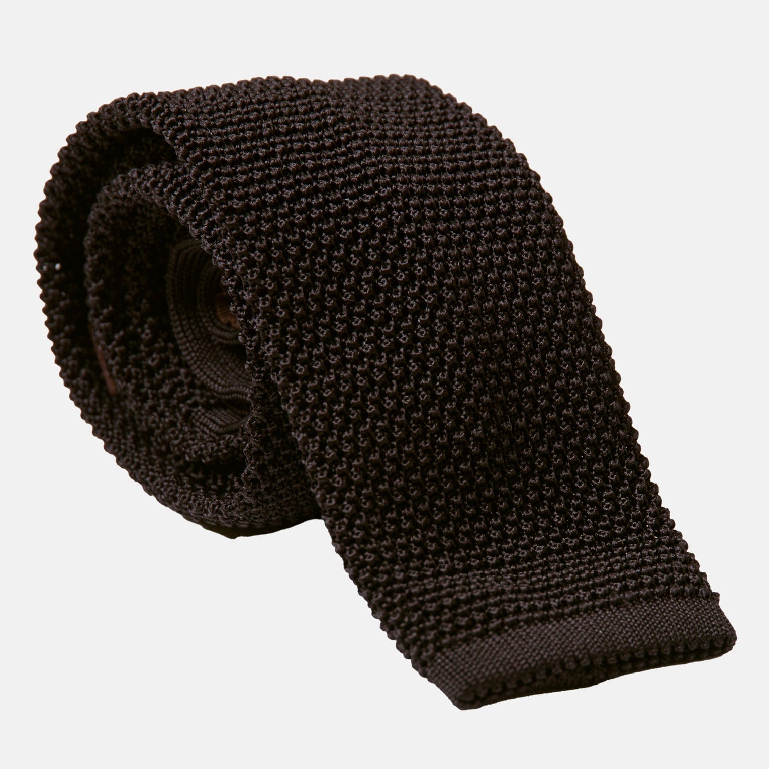 Handmade Italian Black Knitted Silk Tie 