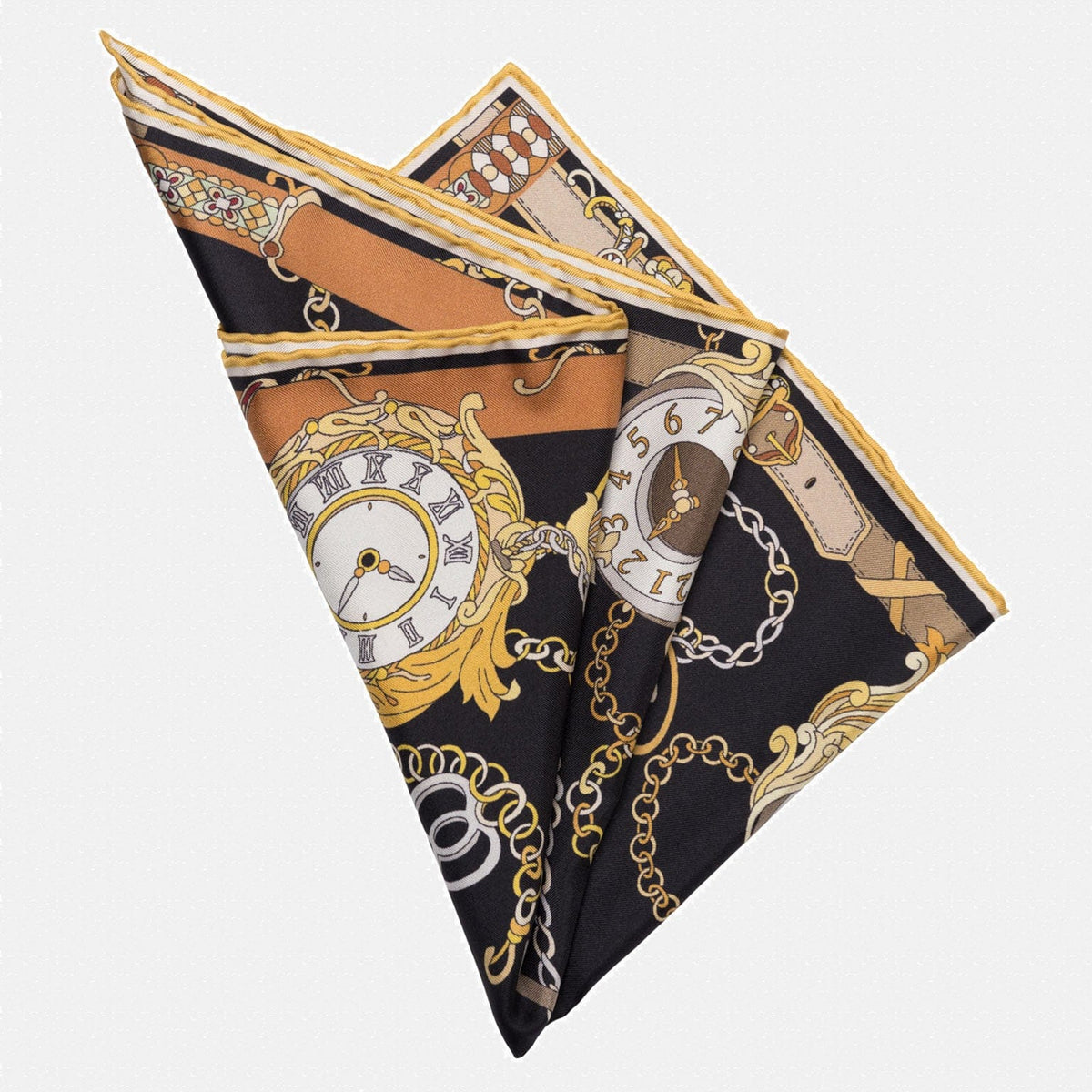 Black and Gold Silk Italian Pocket Square