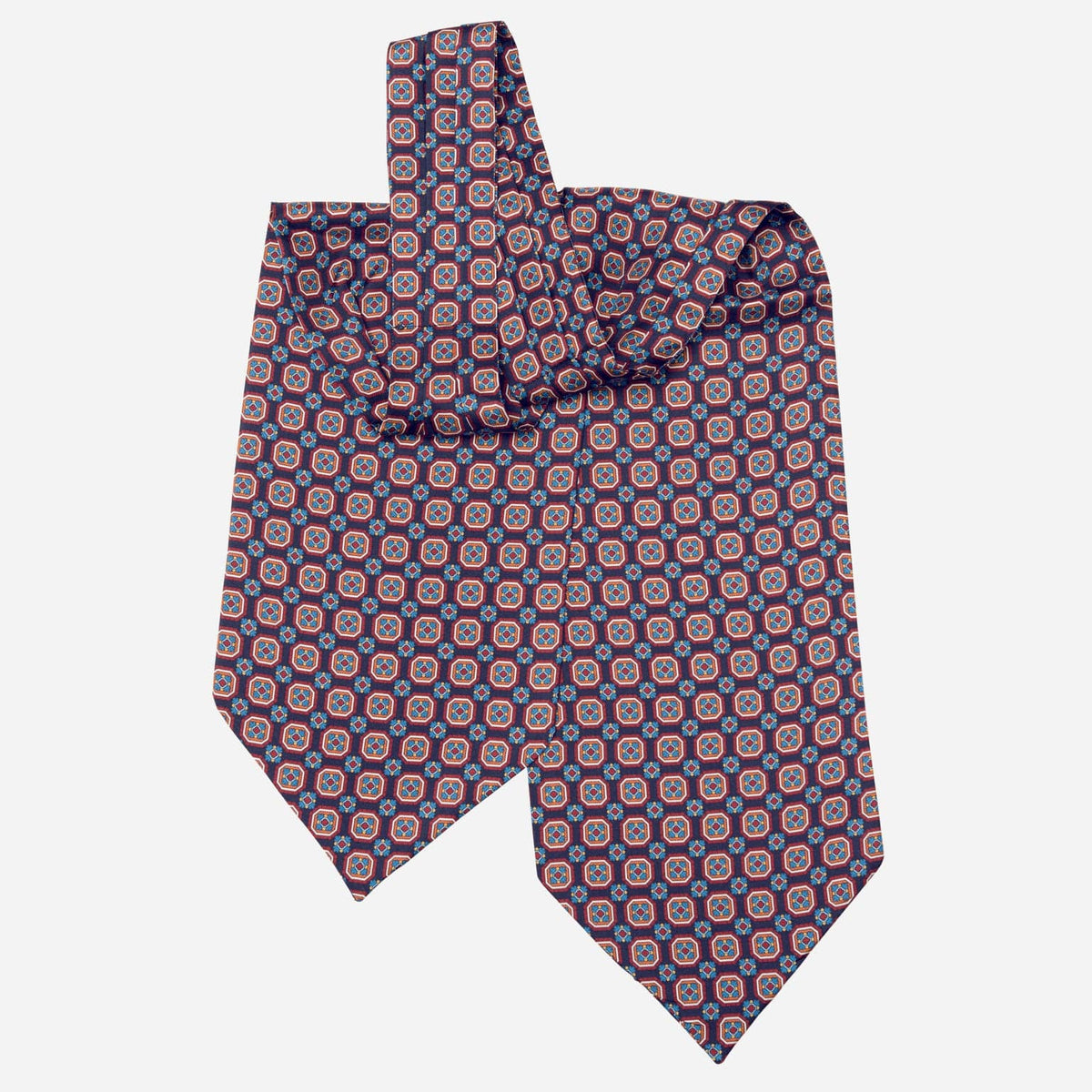 Blue and Navy Italian Silk Ascot Tie