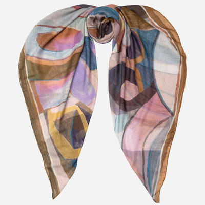 Blue and Plum Modal Cotton Silk Scarf