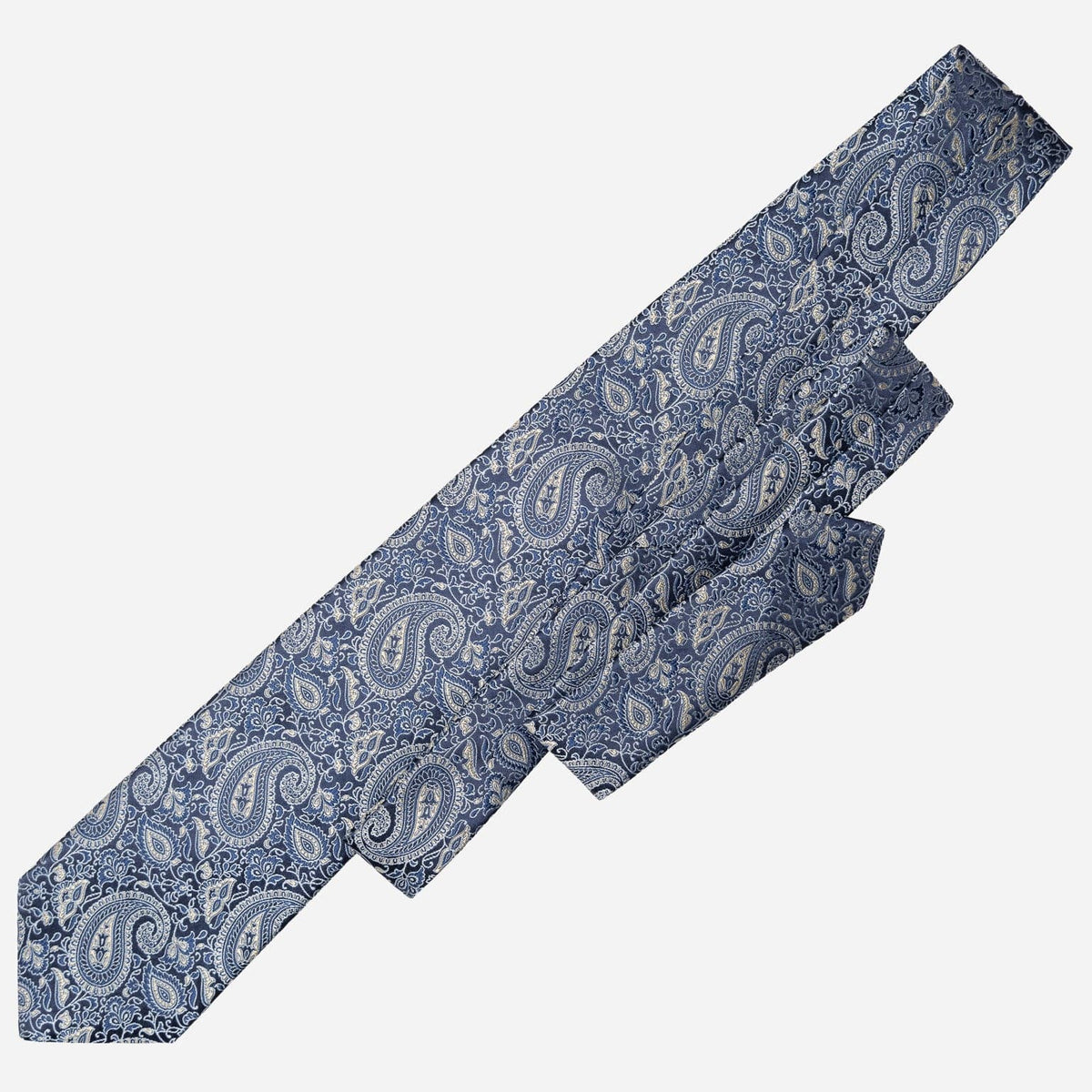 Blue and Silver Paisley Italian Silk Tie