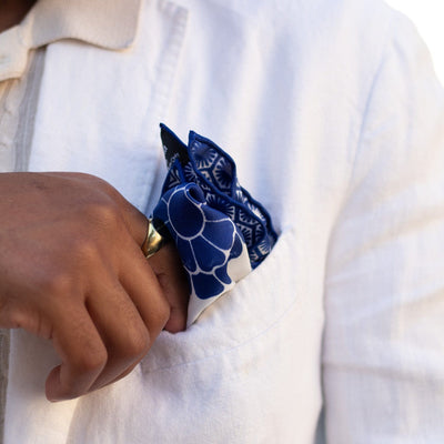 Luxury Italian hand rolled large silk pocket square for men