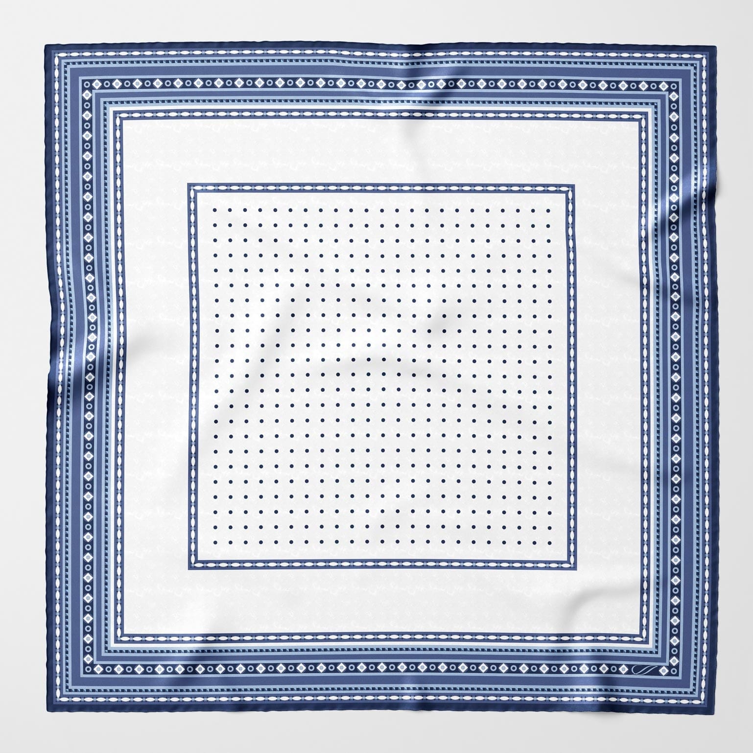 Blue and White Polka Dot Silk Neckerchief