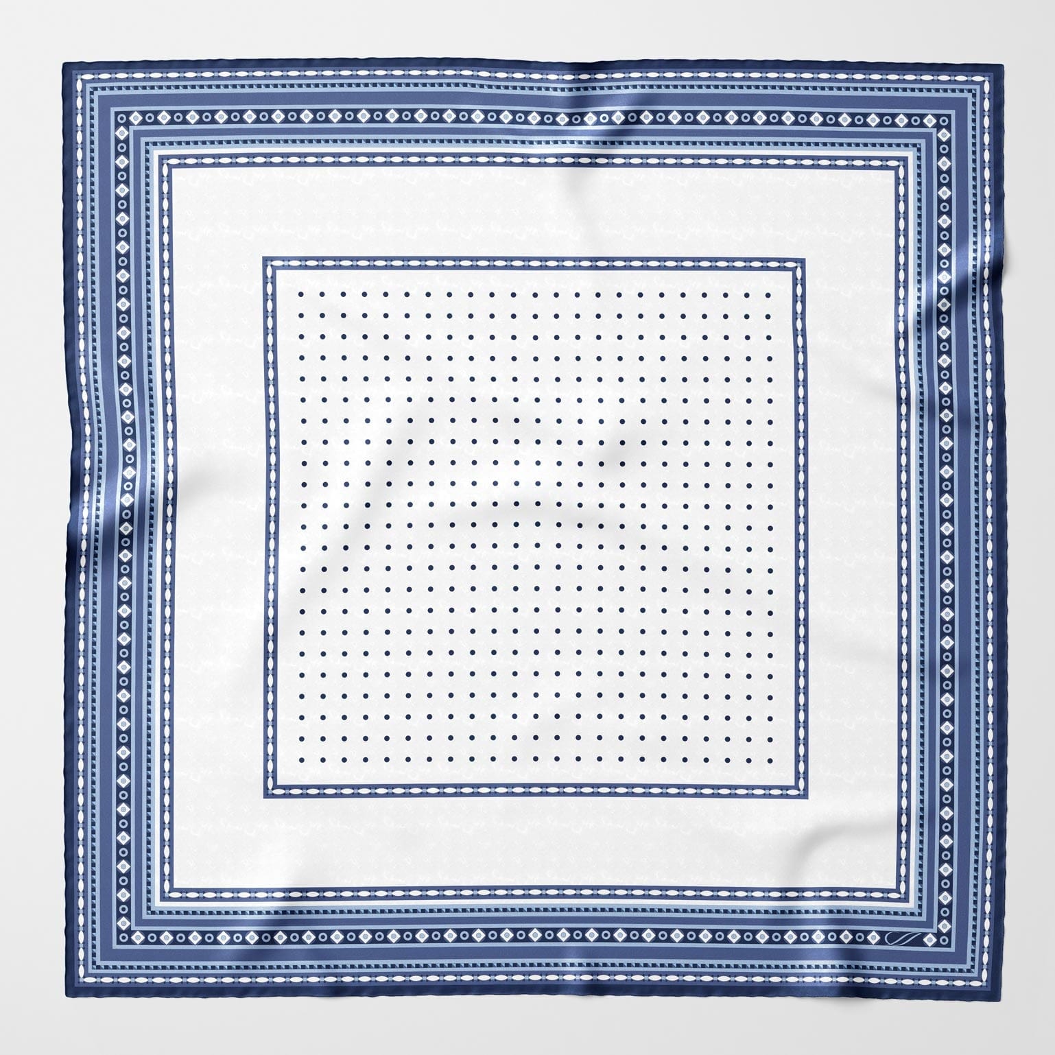 Blue and White Silk Italian Pocket Square