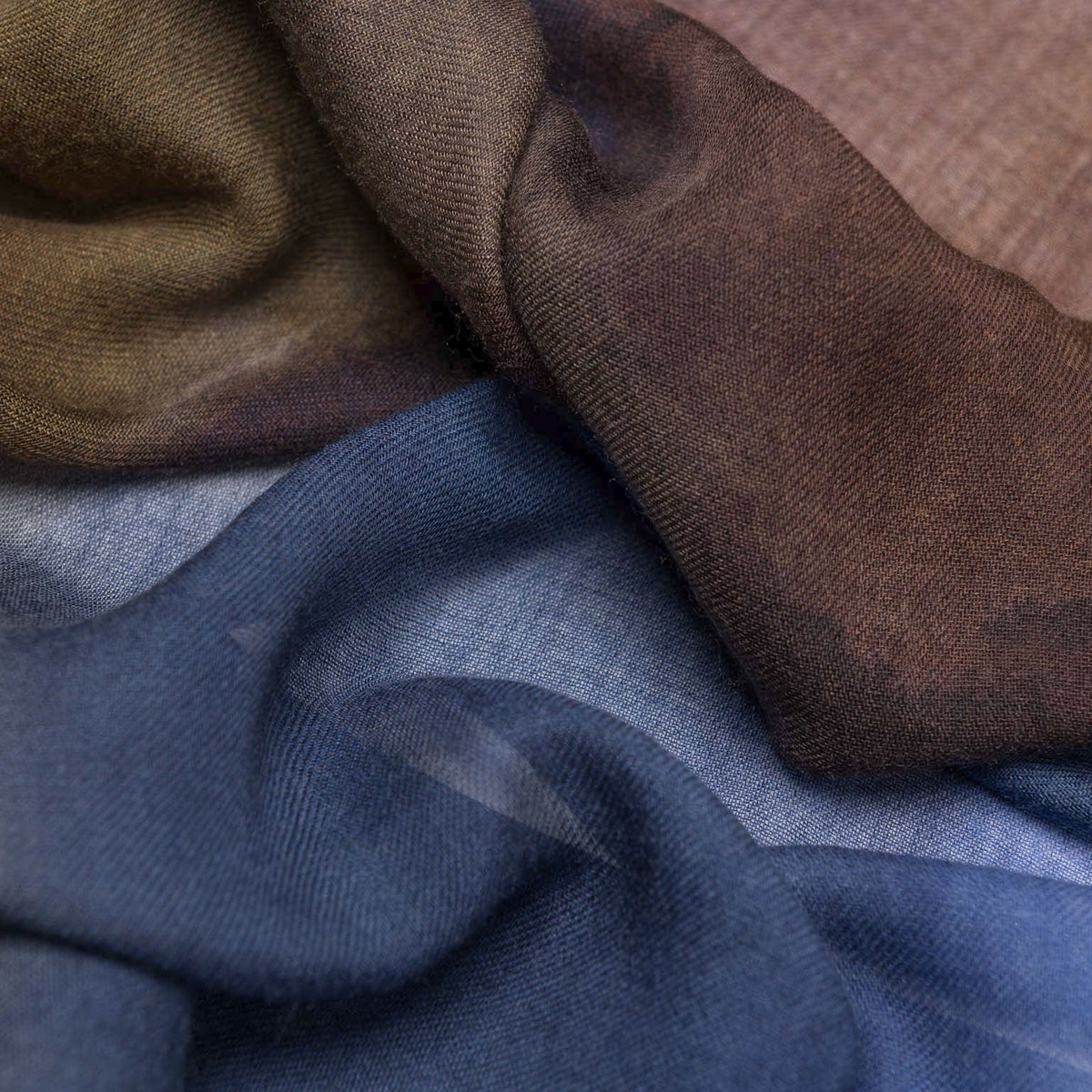 Blue and Brown Italian Wool Silk Scarf