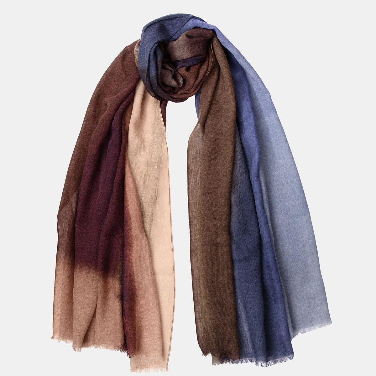 Blue and Brown Italian Wool Silk Scarf