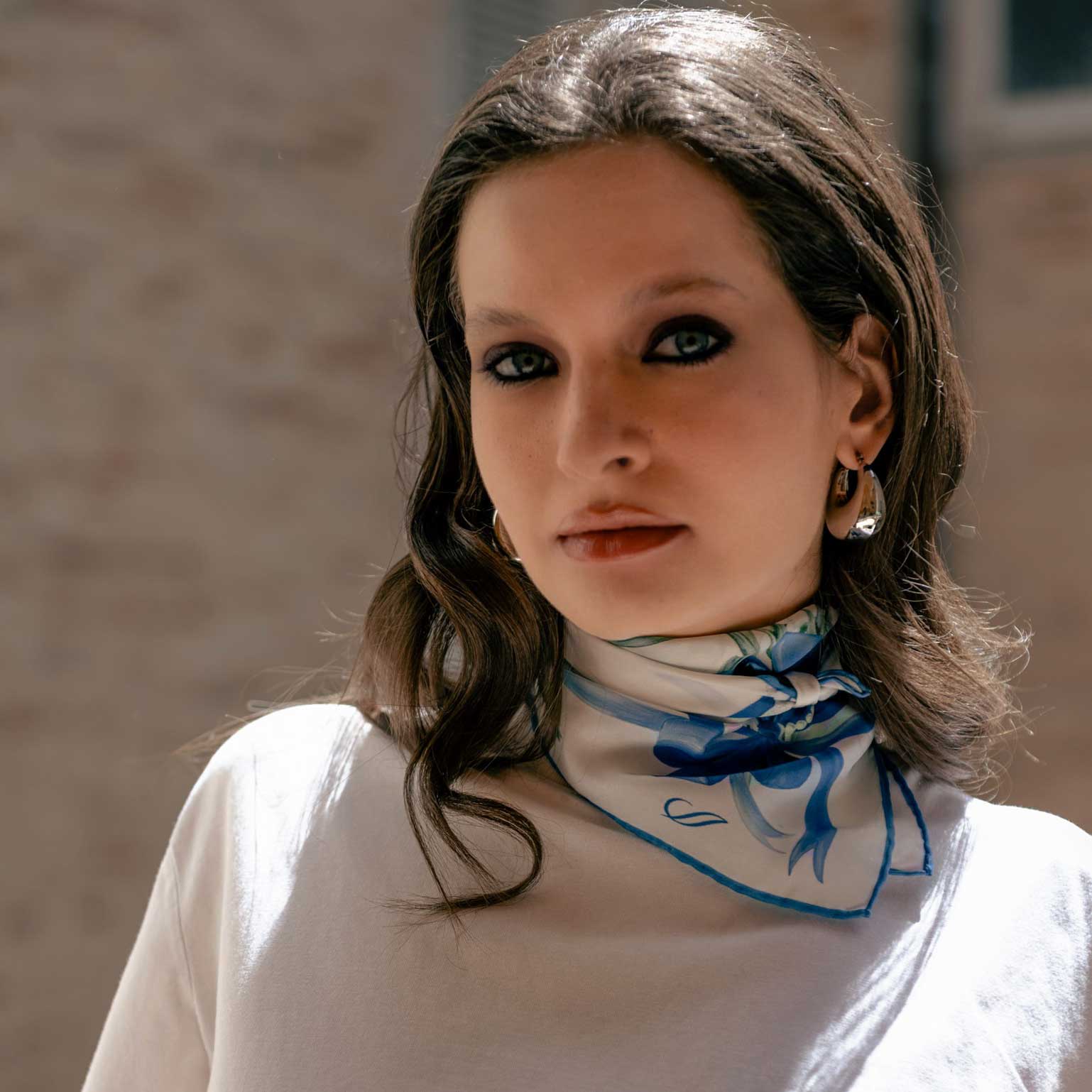 Luxury small silk square scarf made in Italy