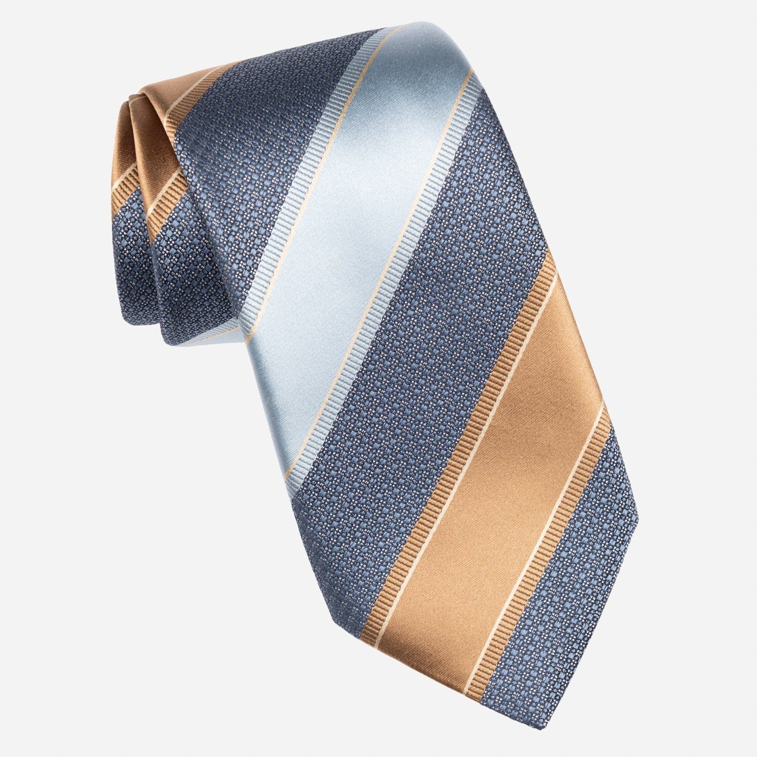 Blue and Copper Striped Italian Silk Tie