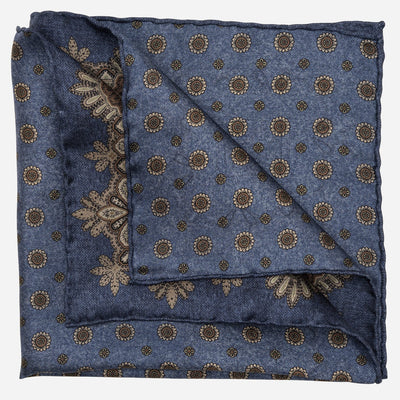 Double Sided Blue Silk Pocket Square