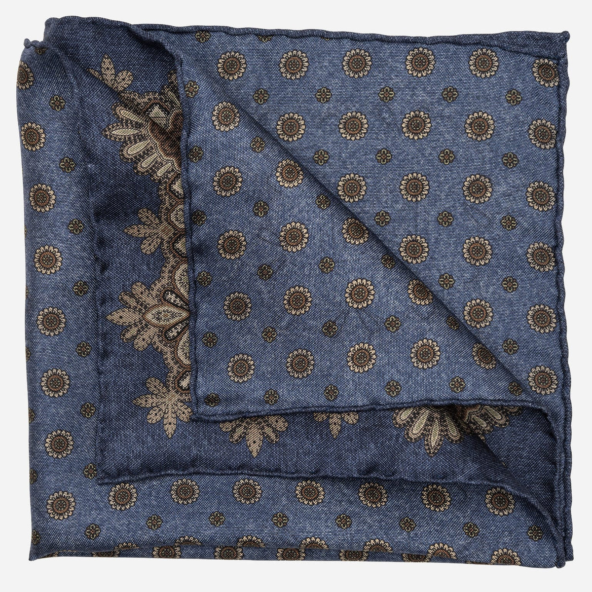 Double Sided Blue Silk Pocket Square