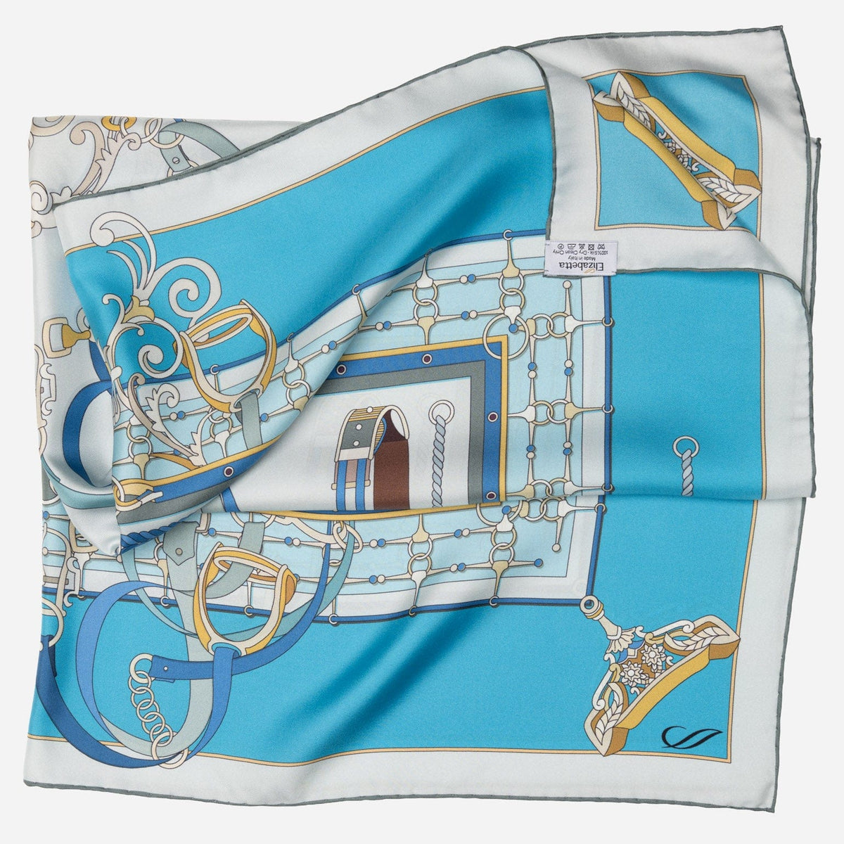 Women's Italian Silk Square Scarf - Blue