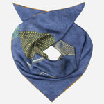 Italian Square Silk Art Scarf - Blue