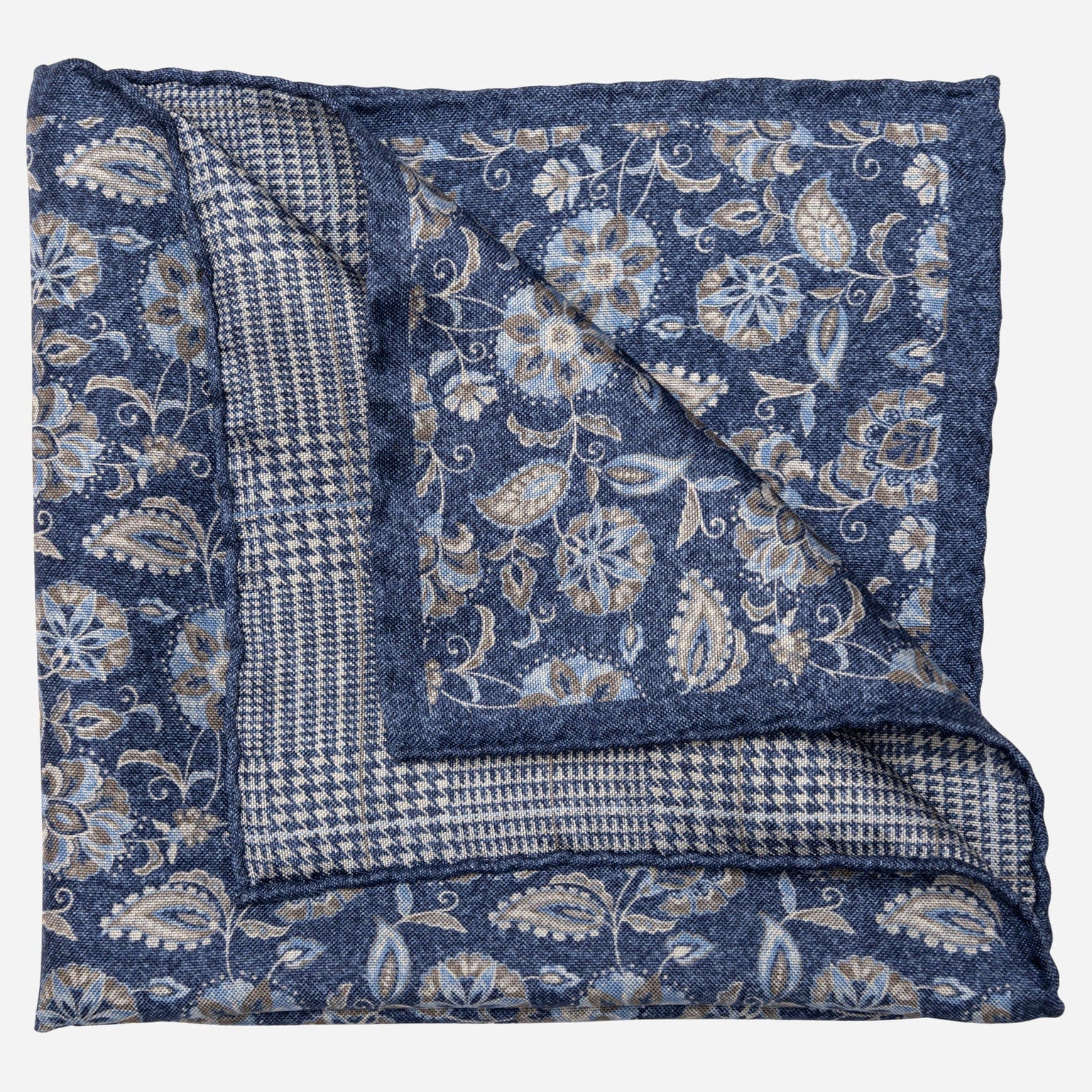 Double Sided Silk Pocket Square Blue