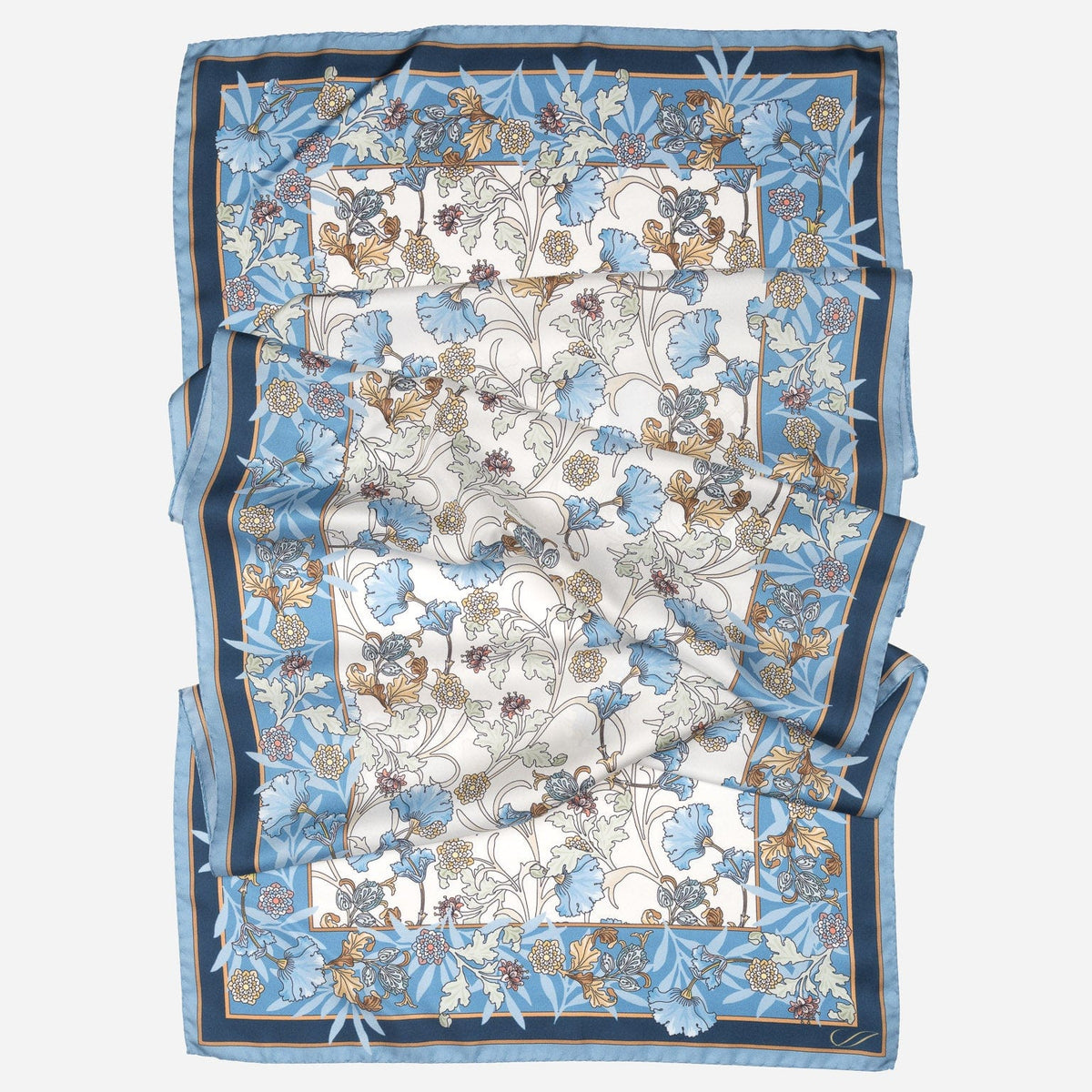 Women's Blue Floral Italian Silk Scarf