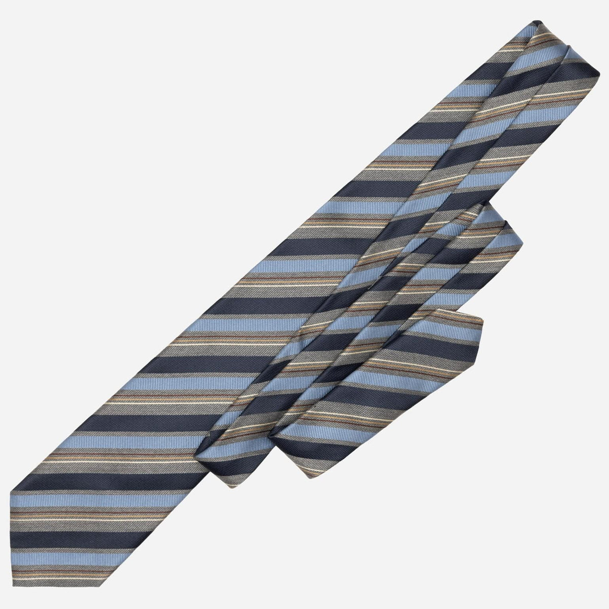 Italian Blue and Grey Stripes Silk Tie