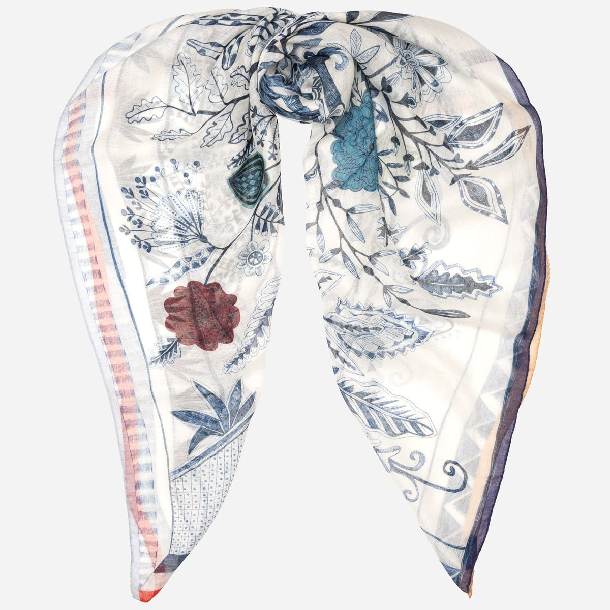Blue Modal Linen Silk Square Scarf