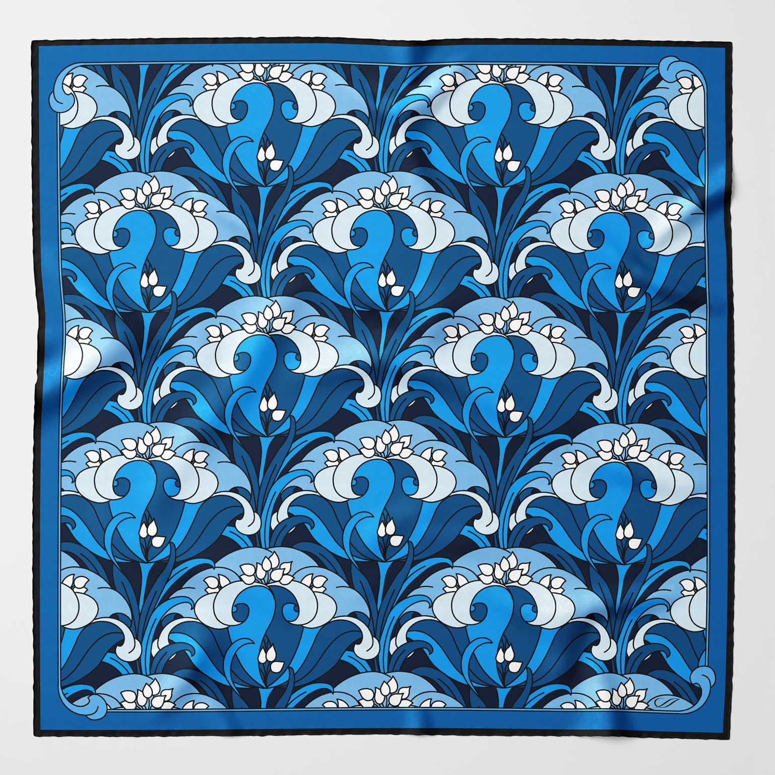 Blue Floral Italian Silk Pocket Square