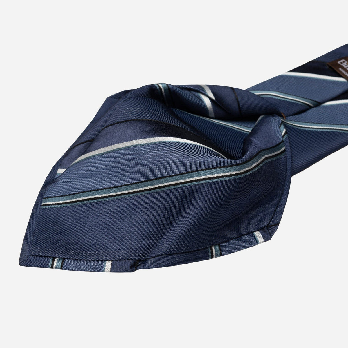 Italian Handmade Blue Striped Silk Tie