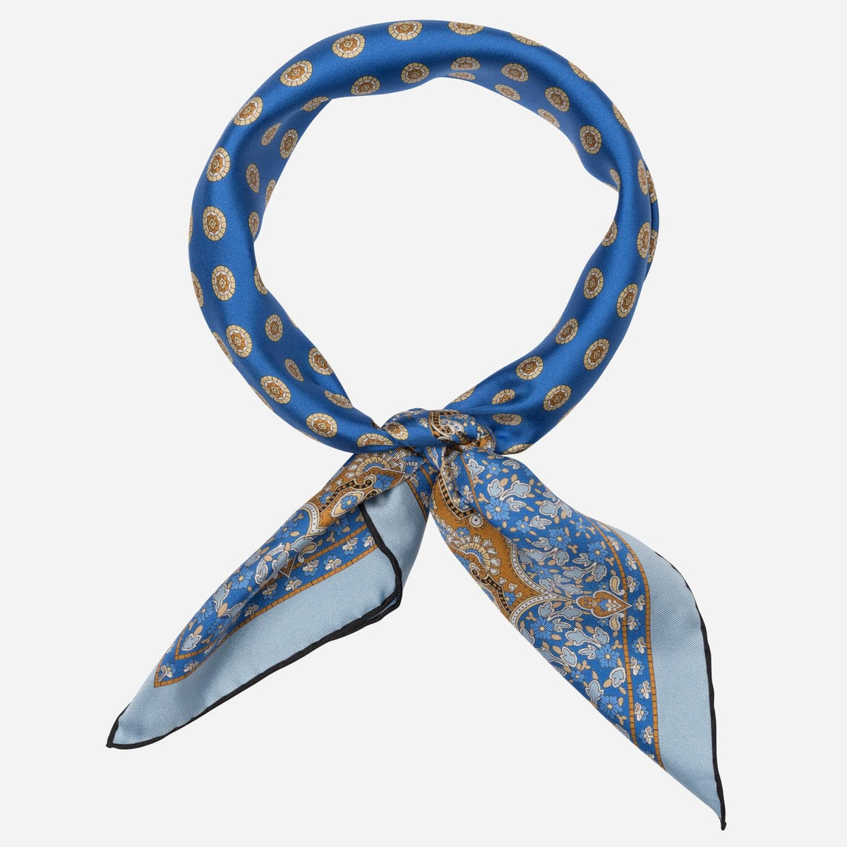 Blue Italian Silk Neckerchief Handrolled