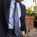 Blue Woven Pure Silk Italian Tie