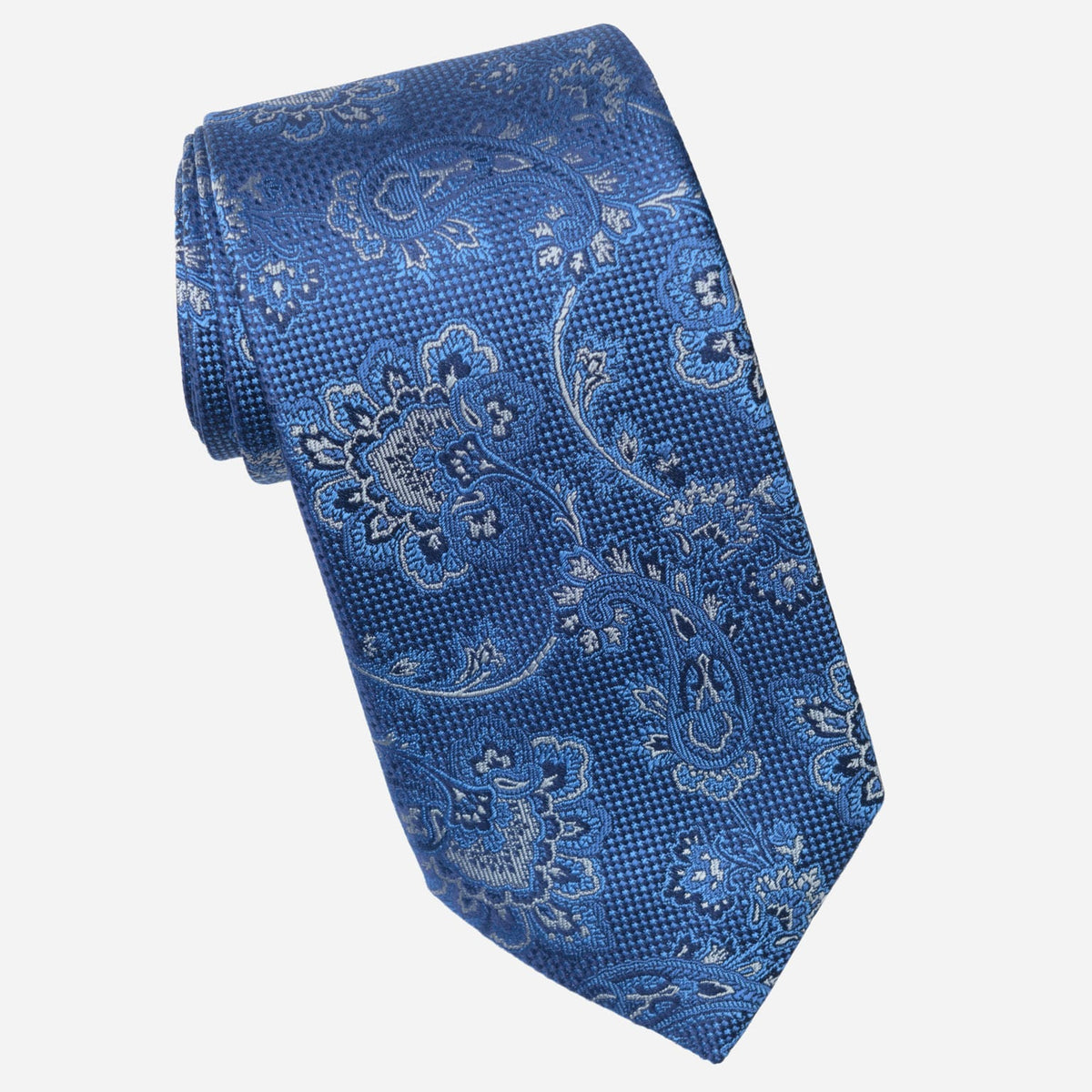 Italian Designer Blue Silk Jacquard Tie