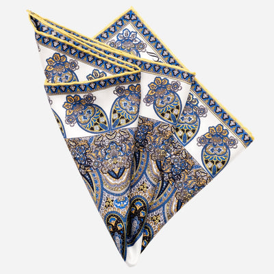 Blue Paisley Silk Italian Pocket Square