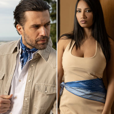 Blue Polka Dot Italian Silk Neckerchief