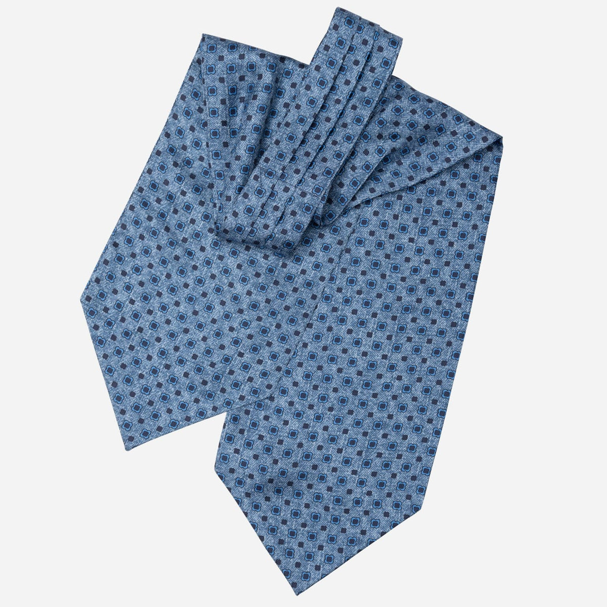 Italian Designer Blue Silk Ascot Tie
