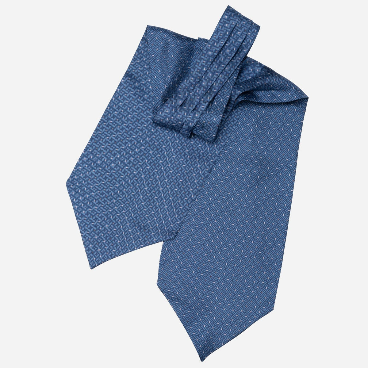 Italian Blue Patterned Silk Ascot Tie