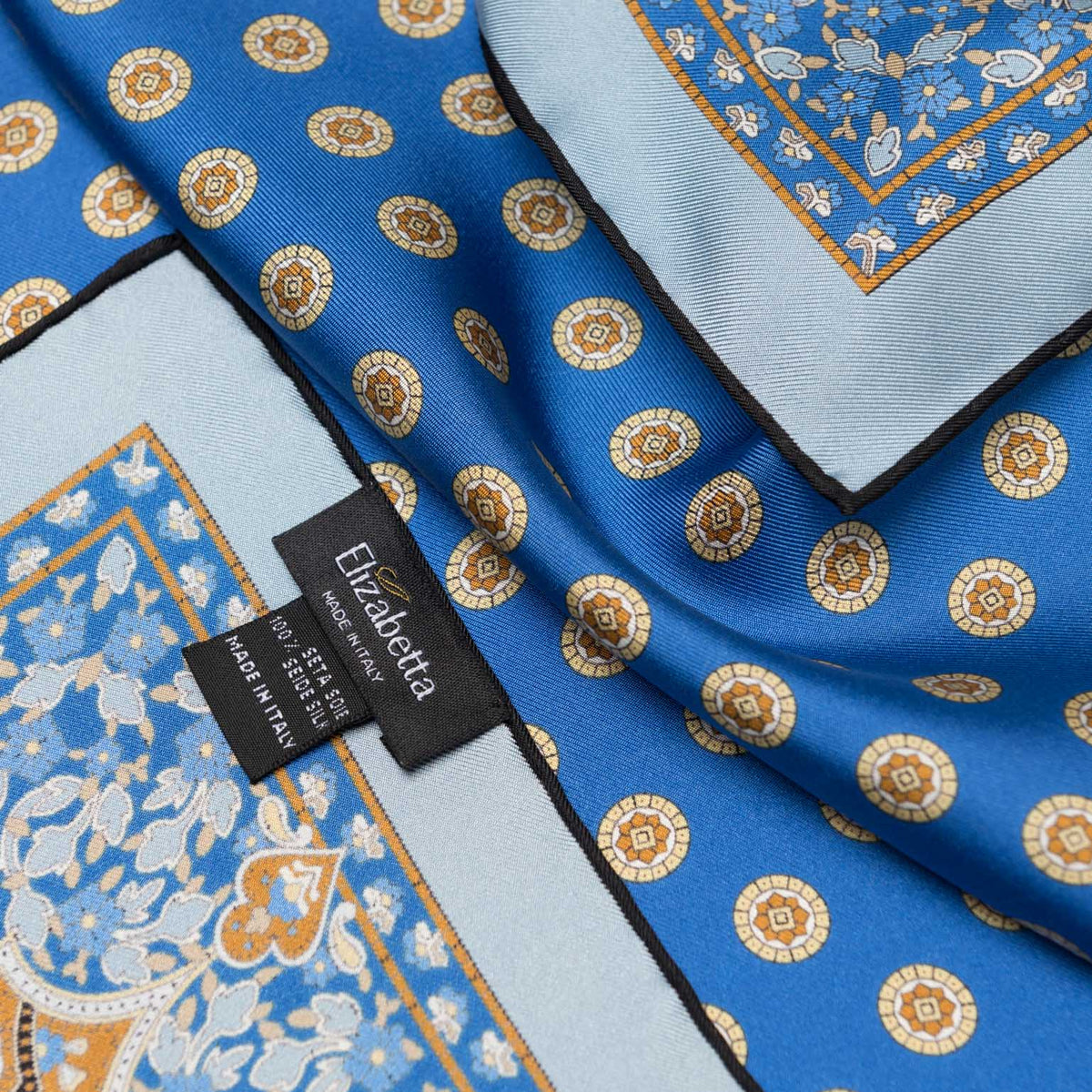 Blue Italian Silk Neckerchief Handrolled