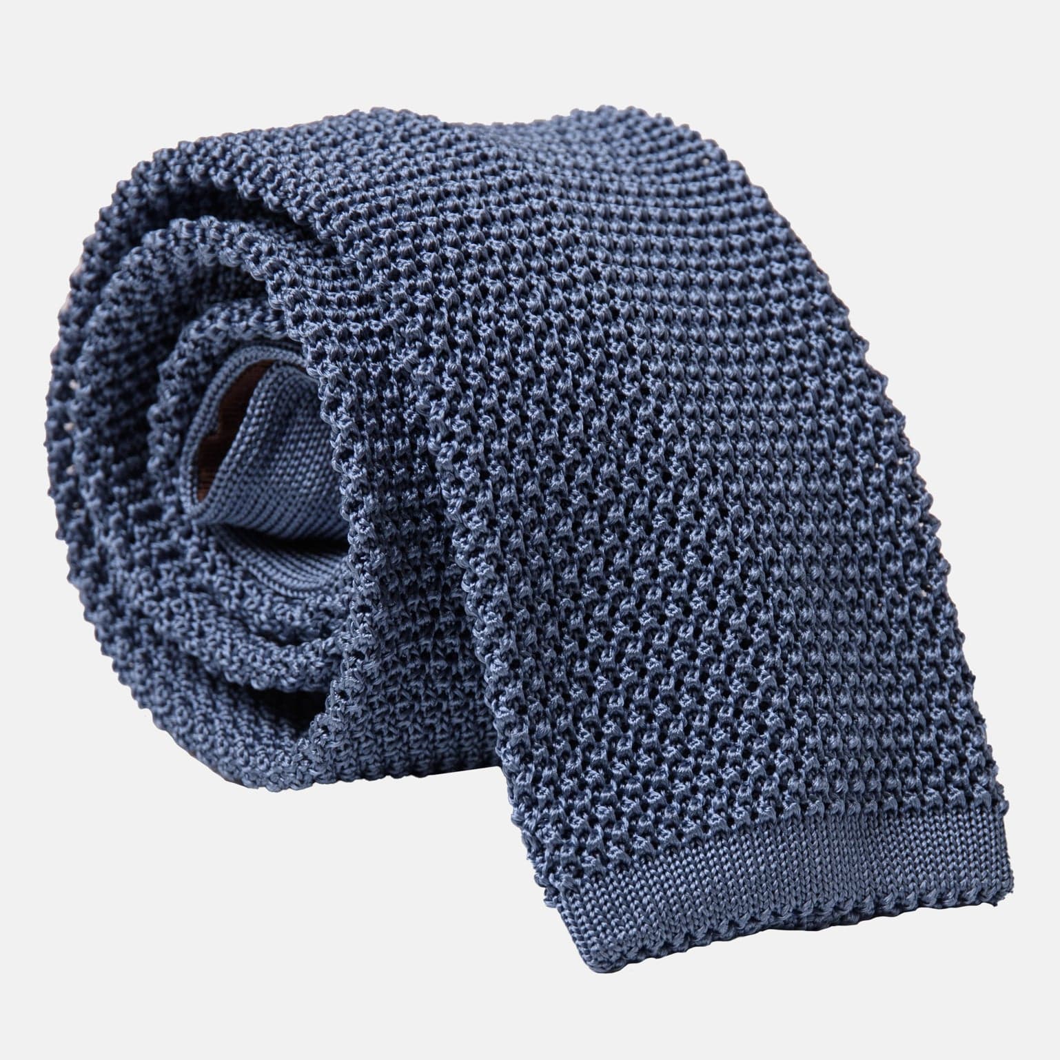 Handmade Italian Blue Knitted Silk Tie 