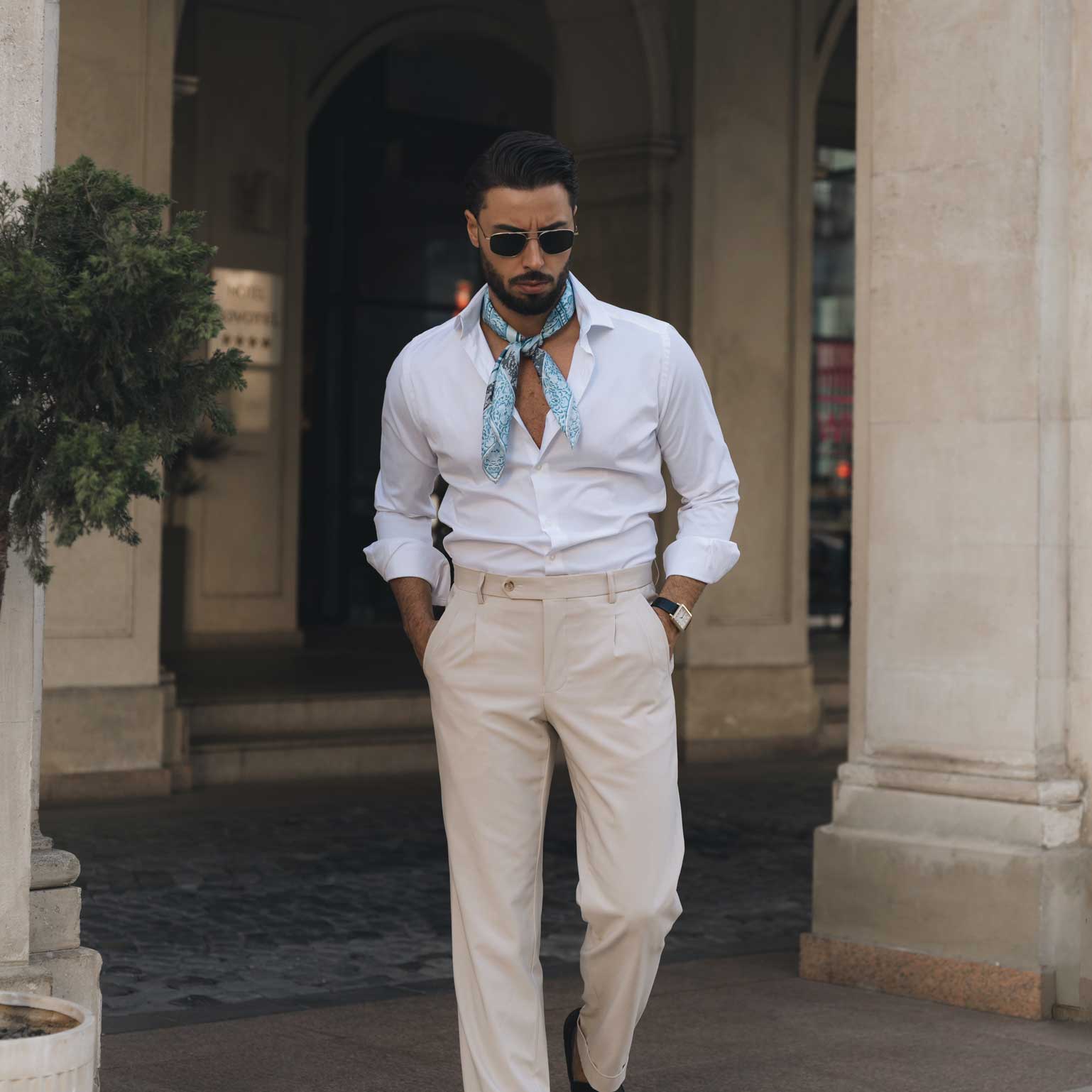 Italian Designer Blue Silk Neckerchief