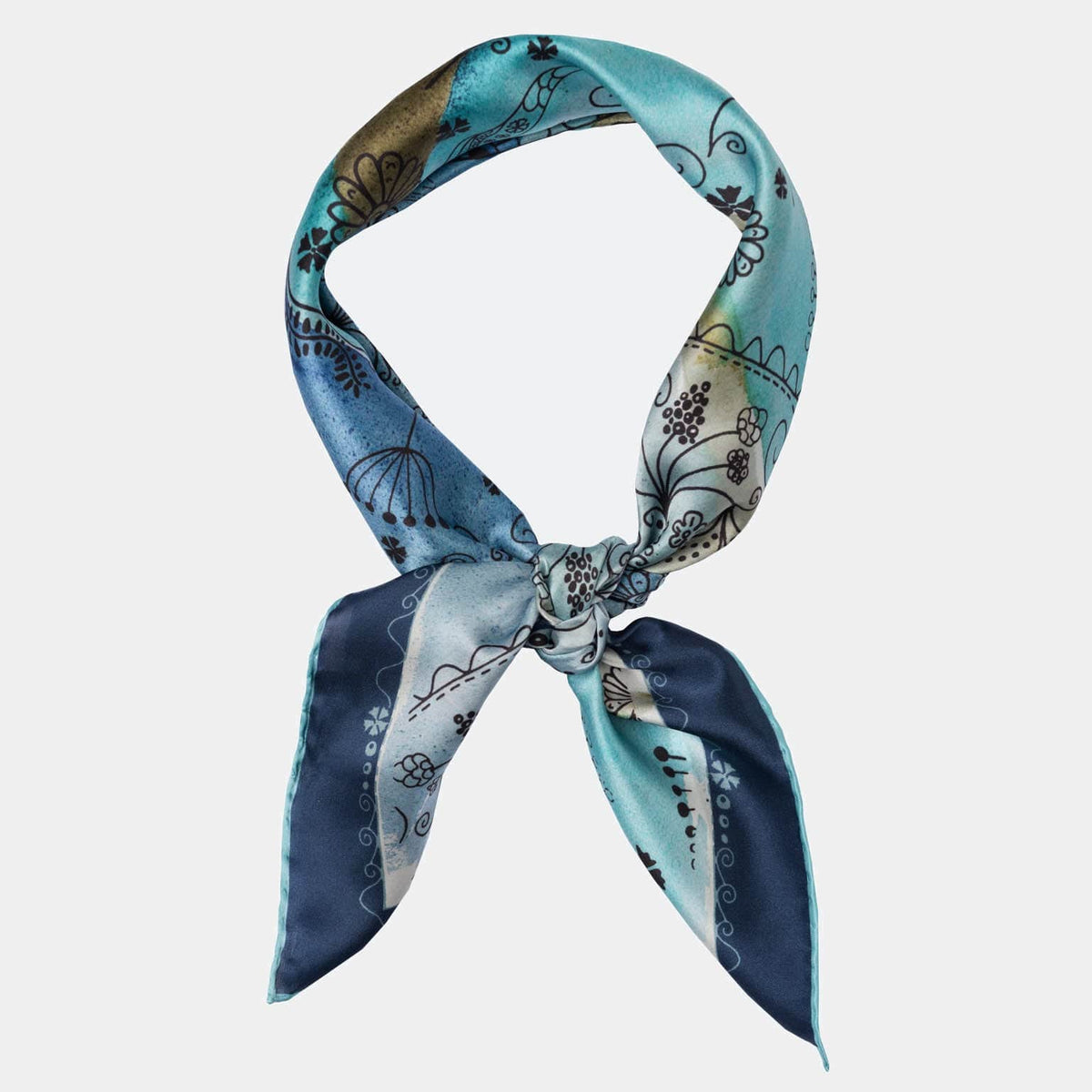 Blue and Turquoise Silk Neckerchief