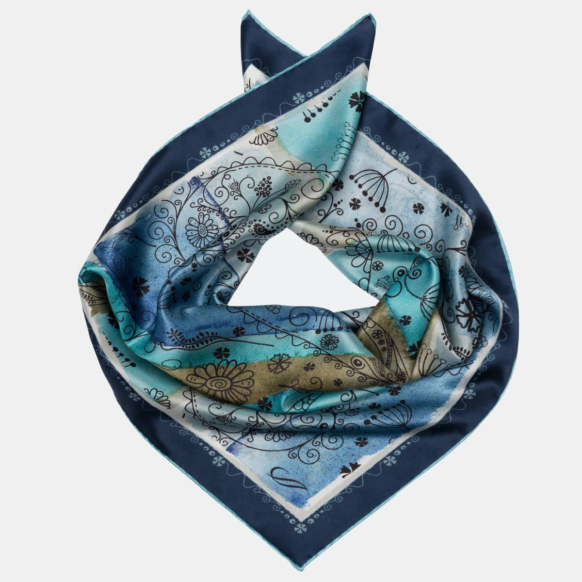Blue and Turquoise Silk Neckerchief