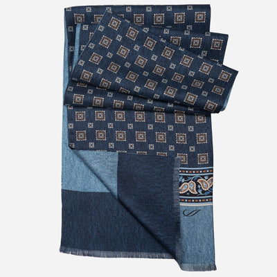 Men's Blue Italian Silk Scarf
