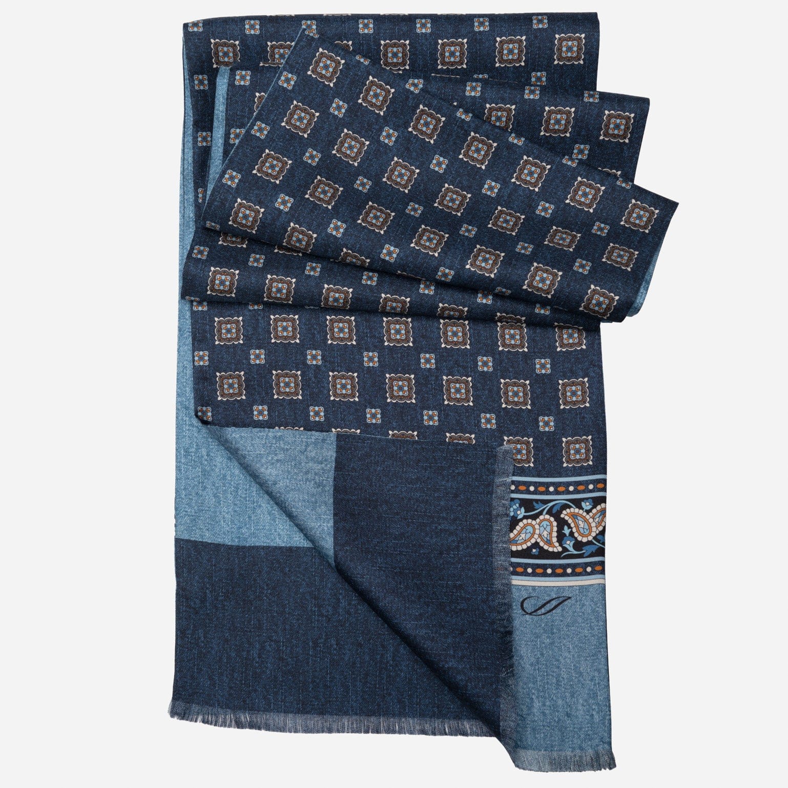 Men's Blue Italian Silk Scarf