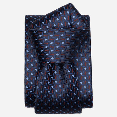 Blue Woven Pure Silk Italian Tie