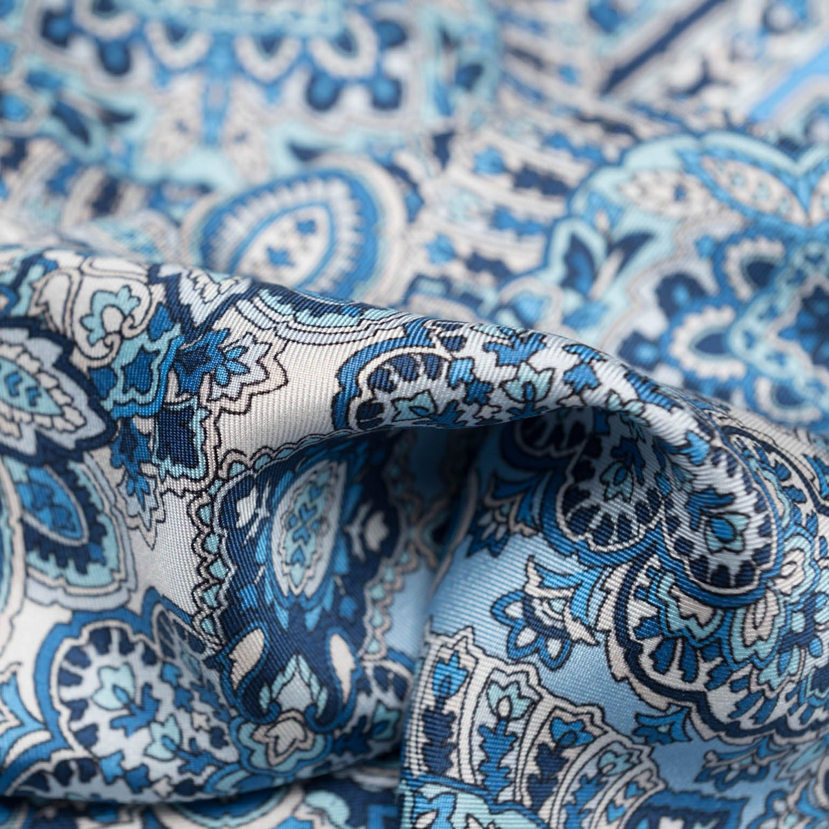 Messina - Hand Rolled Silk Neckerchief - Azure