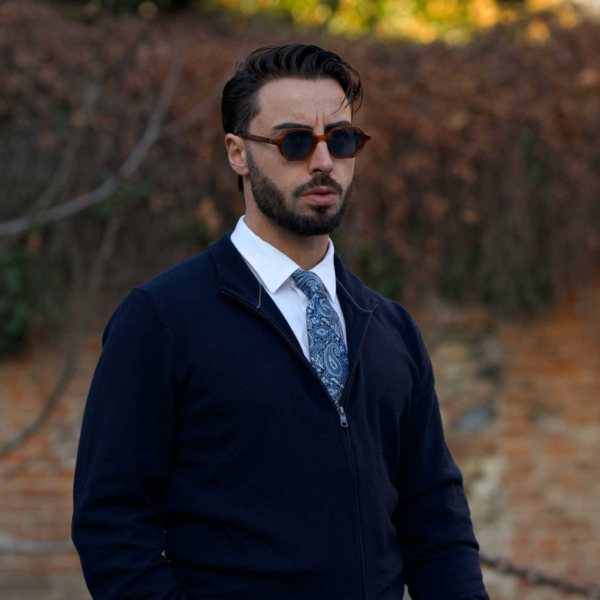 Blue Paisley Woven Italian silk tie