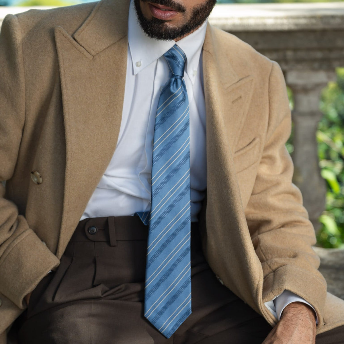 Handmade Blue Striped Silk Tie