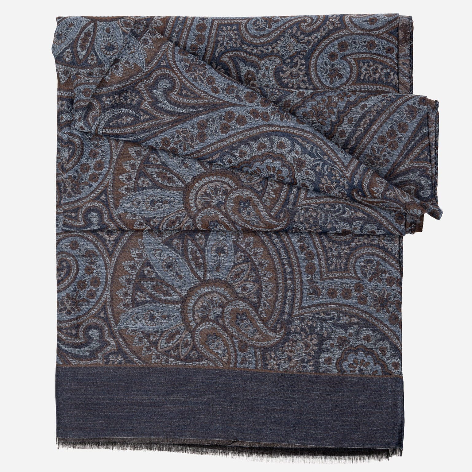 Blue Paisley Italian Wool Silk Scarf