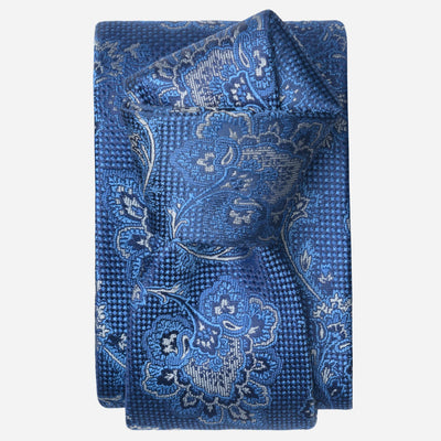 Italian Designer Blue Silk Jacquard Tie