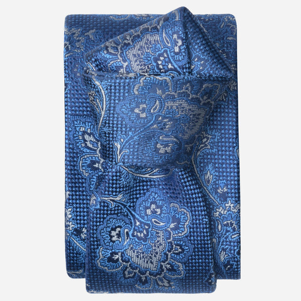 Italian Designer Blue Silk Jacquard Tie