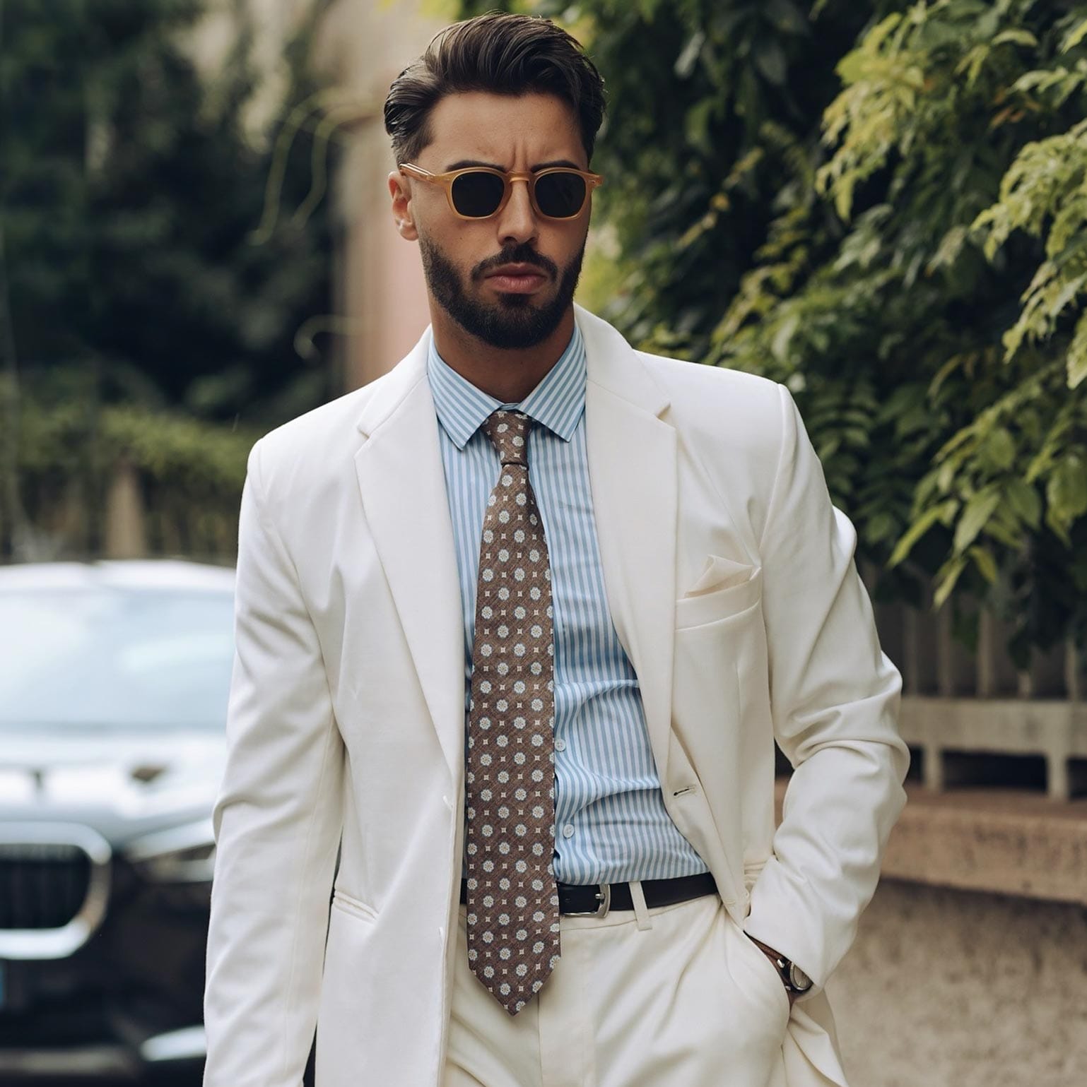 Brown Medallion Italian Silk Tie