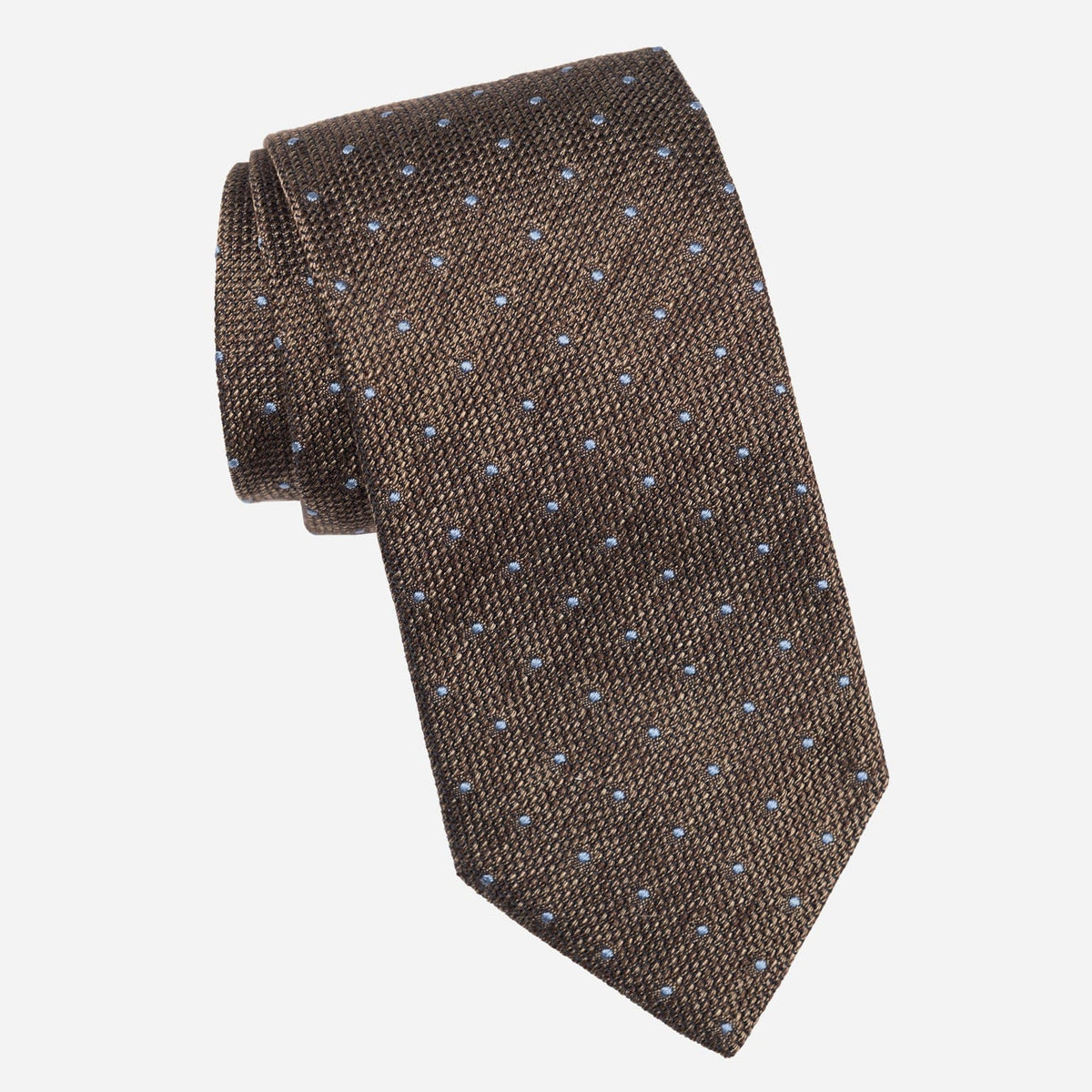 Brown Grenadine Polka Dot Tie - 100% Made in Italy