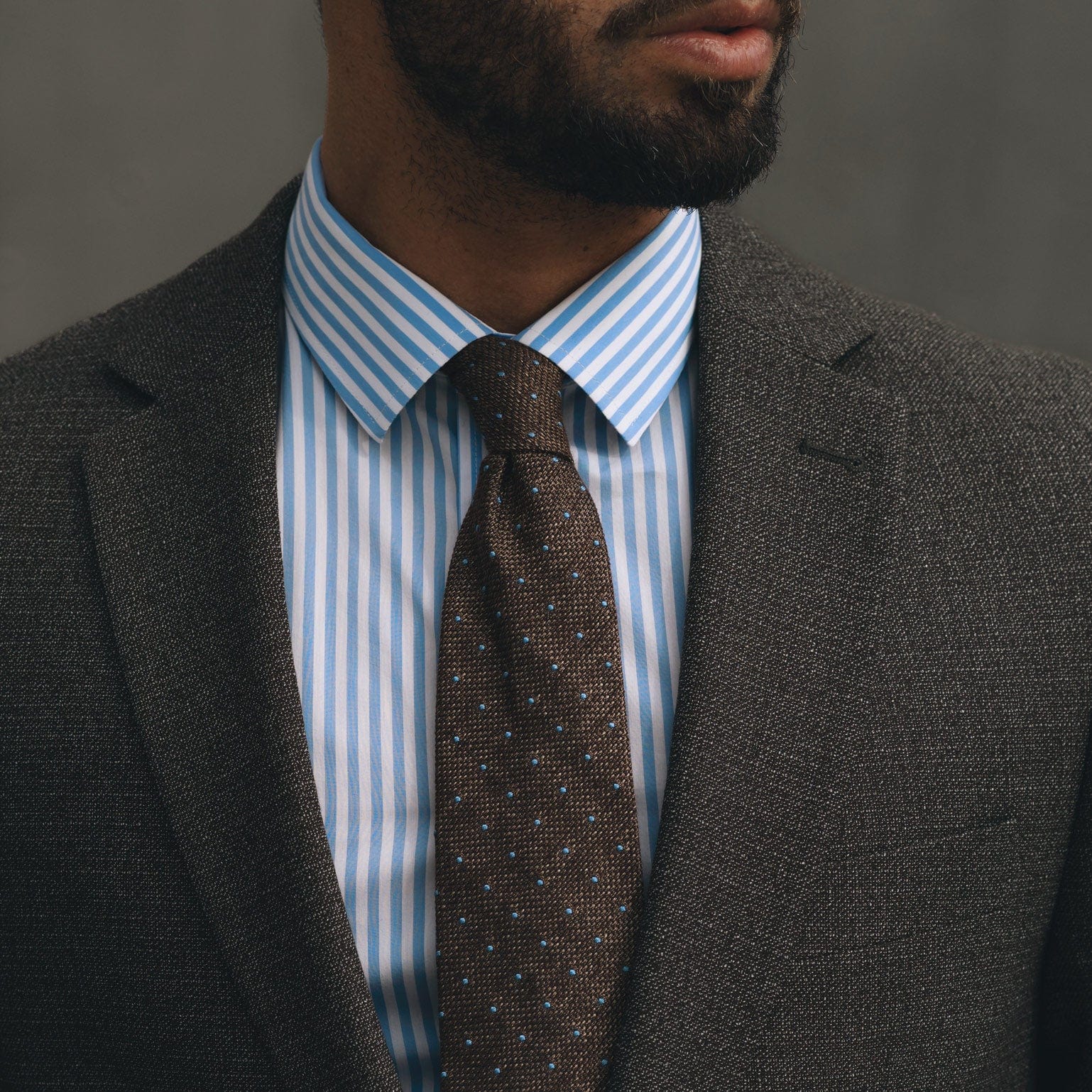 Brown Grenadine Polka Dot Tie - 100% Made in Italy