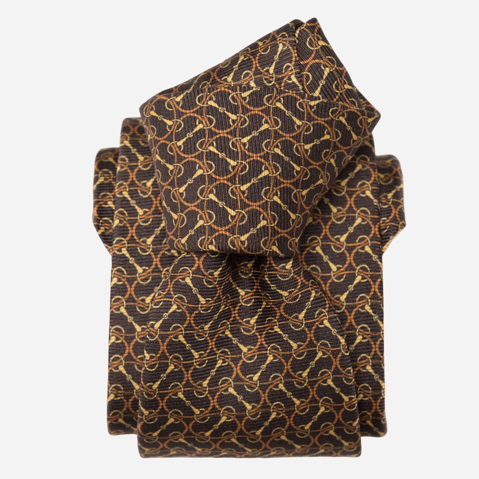 Luxury Brown Equestrian Handmade Italian Silk Tie